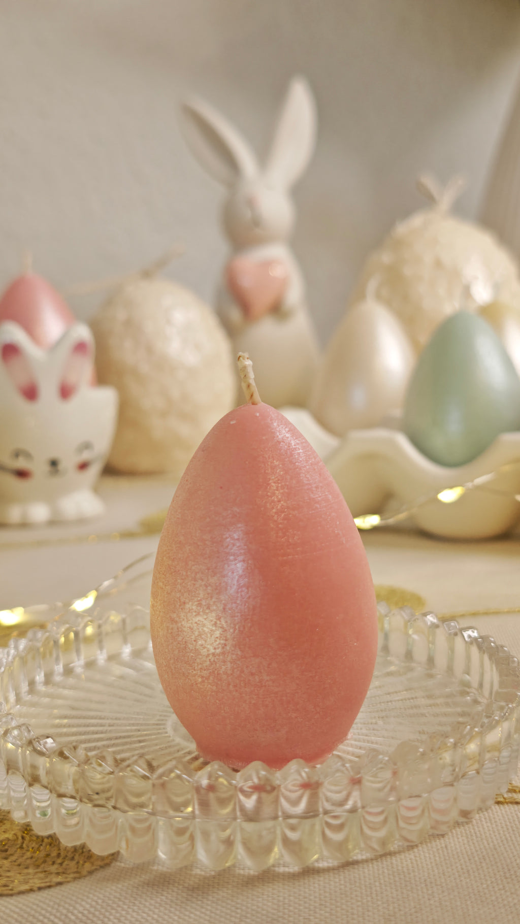 Osterkerze Ei aus Rapswachs handgemachte Kerze Osterdeko