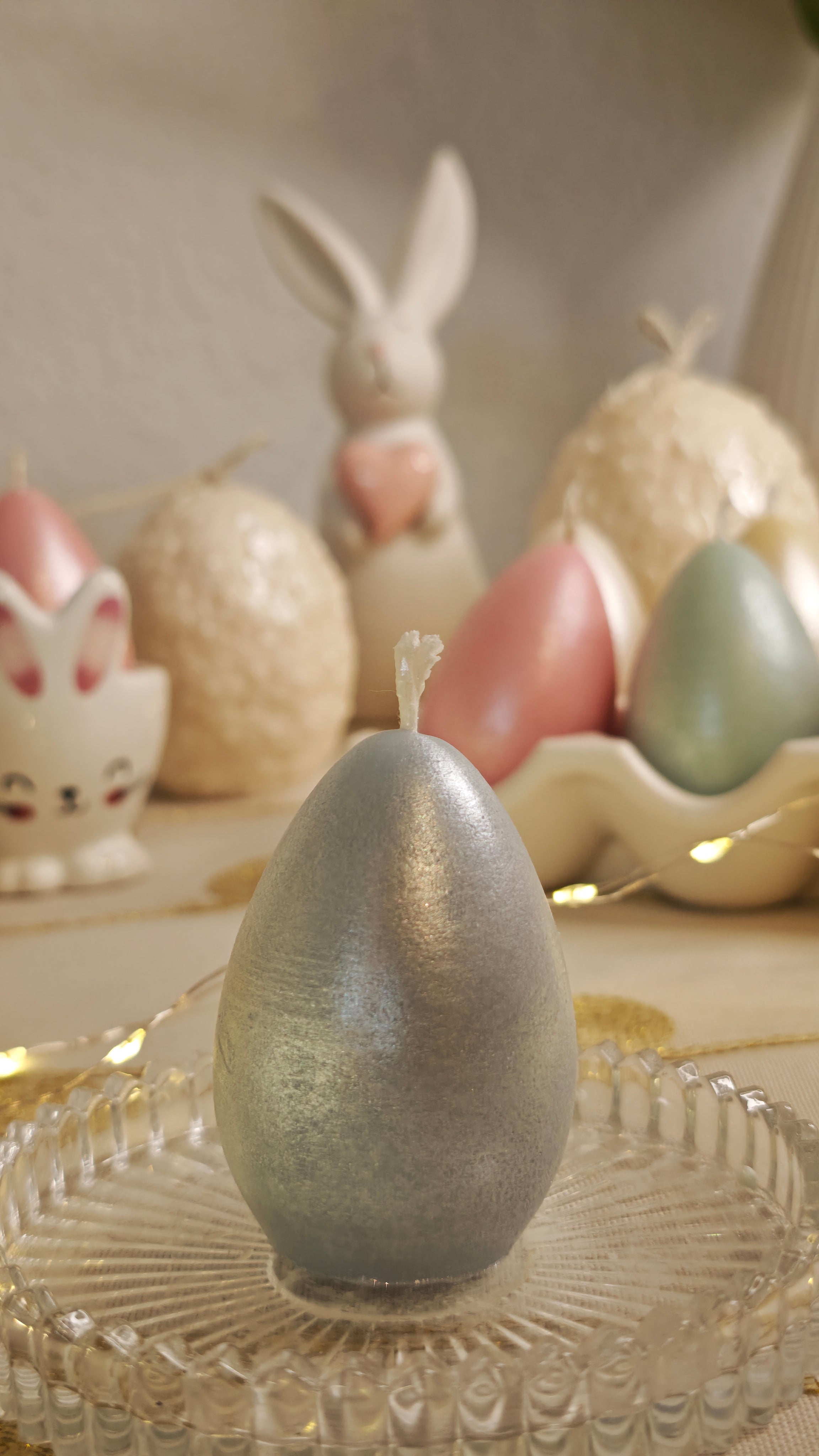 Osterkerze Ei aus Rapswachs handgemachte Kerze Osterdeko