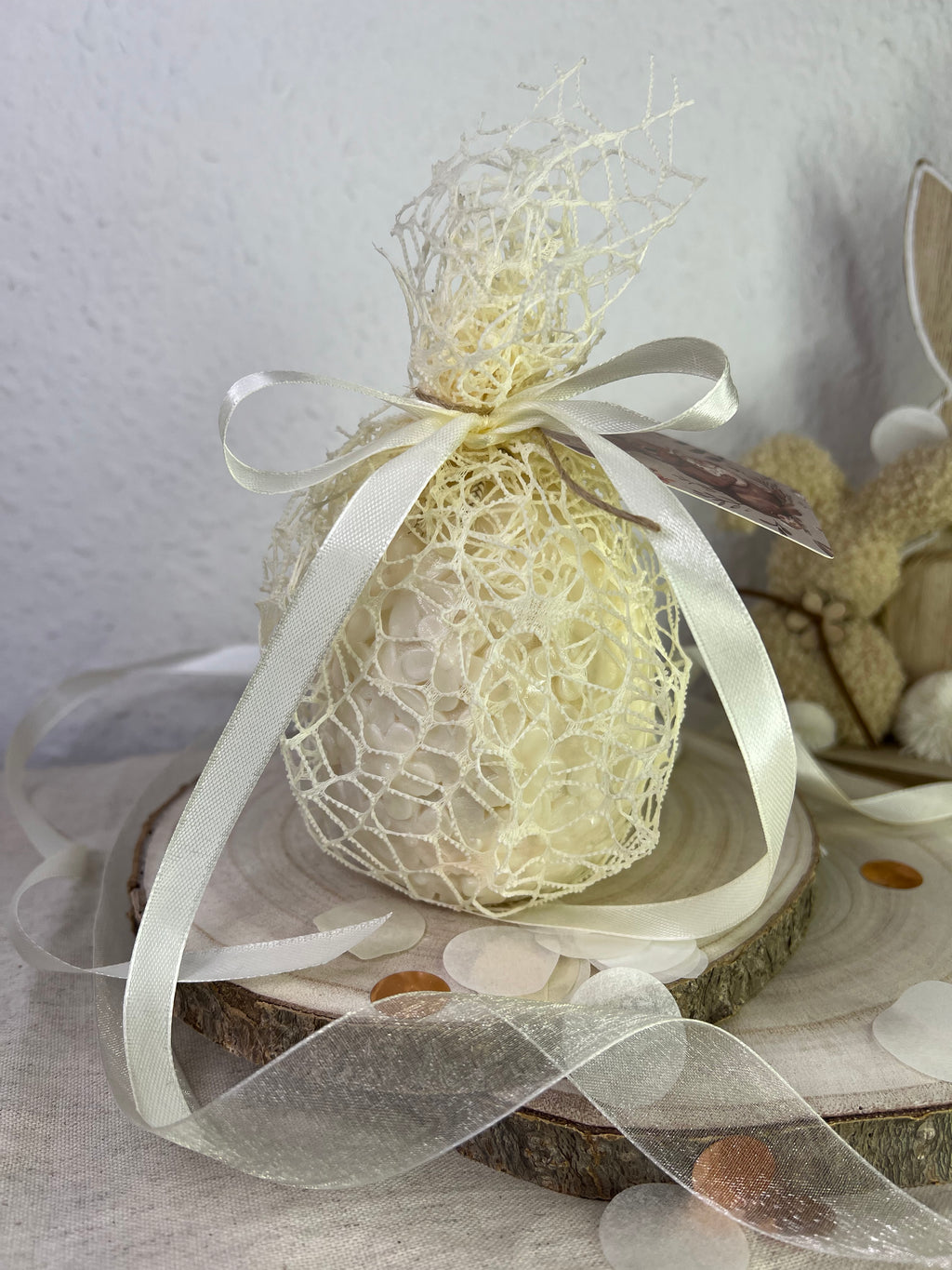 Blumen Ei Kerze aus Rapswachs