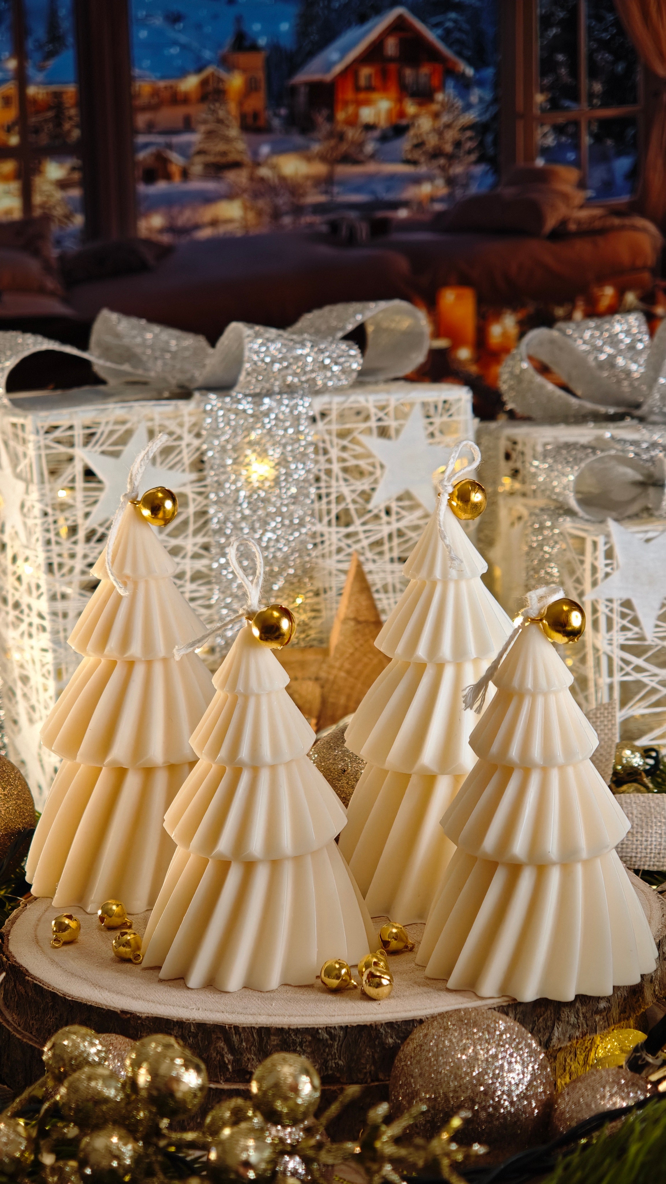 Handgemachte Weihnachtsbaum-Kerze (vegan & nachhaltig, in zwei Größen)