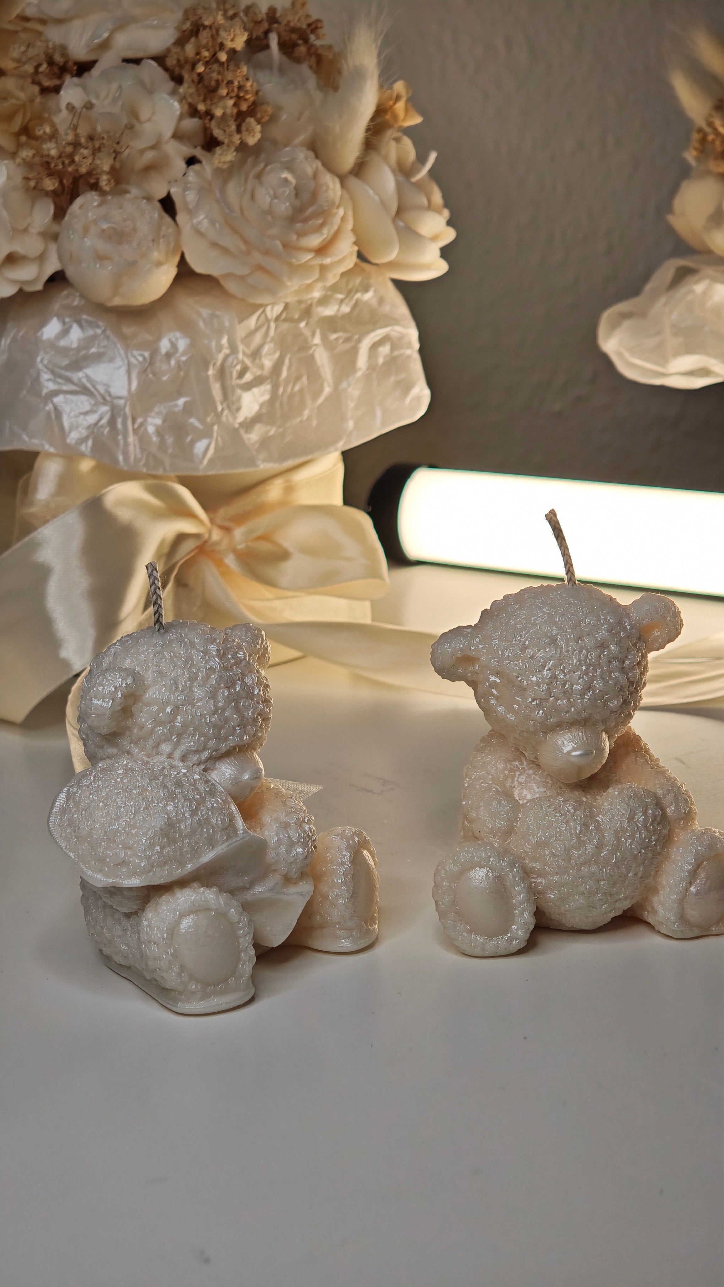 🧸 Teddy-Kerzen – verschiedene Varianten & Geschenkset